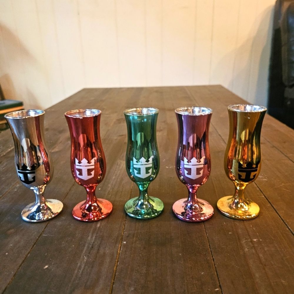 Cruise Memorabilia Metallic Pedestal Loving Cup Shot Glass Lot Of 5